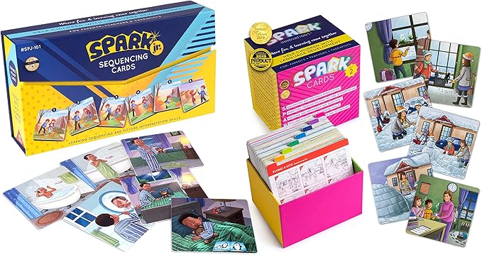 SPARK INNOVATIONS Sequencing Cards for Storytelling and Picture Interpretation Speech Therapy Game, Special Education Materials, Problem Solving, Autism Materials, Social Emotional Learning (Classic)