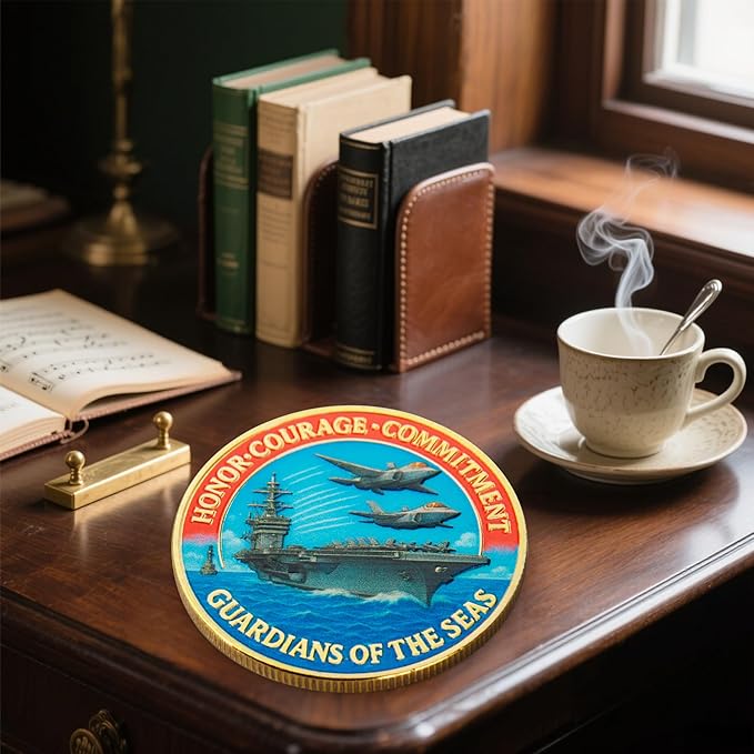 250th Anniversary U.S. Armed Forces Commemorative Coin - Patriotic Military Collectible with Engraved Service Branch Insignia，Patriotic Marine Corps Collectible (Navy)
