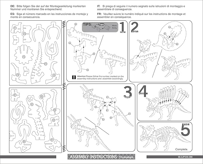 Georgie Porgy 3D Wooden Puzzles for Kids Toys Construction Woodcraft Kits DIY Model Puzzle Kits Birthday Gifts Pack of 3 (Parasaurolophus Apatosaurus Triceratops)