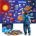 OKOOKO Solar System Felt Story Board Set 41PCS 43x29inch Outer Space Universe Storytelling with Hooks Astronaut Planets Galaxy Preschool Craft Early Learning Interactive Play Kit for Toddlers Kids 4+