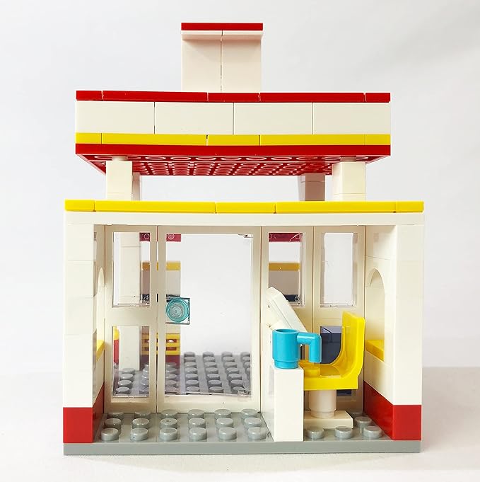 Brick Loot Mini City Gas Fuel Station Building Set – 146-Piece DIY Toy Kit for Kids & Adults, Custom Designed, Lego-Compatible Brick Model with Realistic Pumps, Ideal for Creative Play & Display