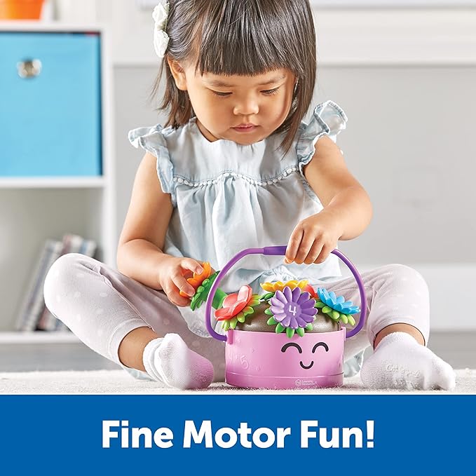 Learning Resources Poppy The Count & Stack Flower Pot - 15 Pieces, Fine Motor Skills Toys for Toddlers, Preschool Toys, Ages 18+ Months,Easter Basket Stuffers