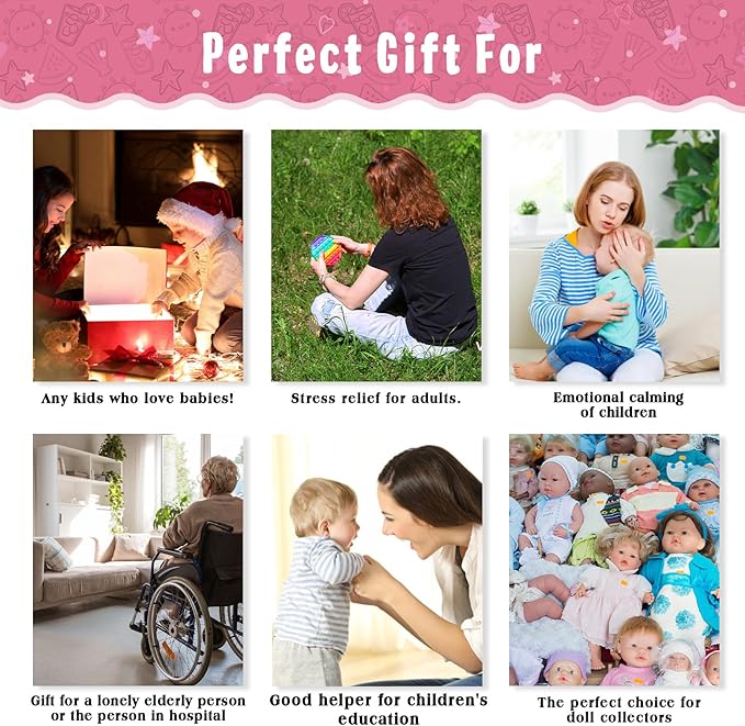 Vollence 12 inch Realistic Reborn Silicone Dolls - Wonderful Gifts for Girls. Not Vinyl Dolls. Also Children's Christmas & Birthday Gifts - Girl