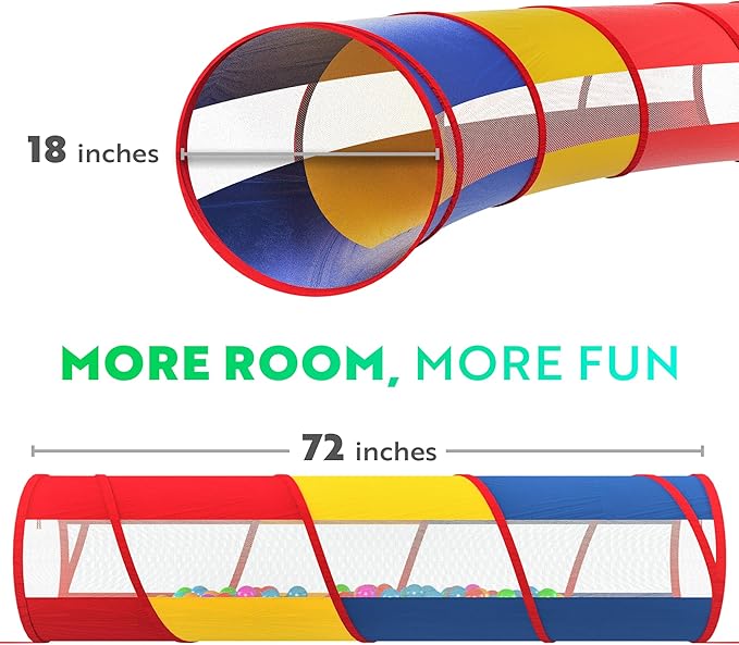 Playz Extra-Large Play Tunnel for Toddlers 1-3 Years – Pop-Up Baby Crawl Tube, Sensory Activity, Indoor & Outdoor Kids Toy, Collapsible for Easy Storage