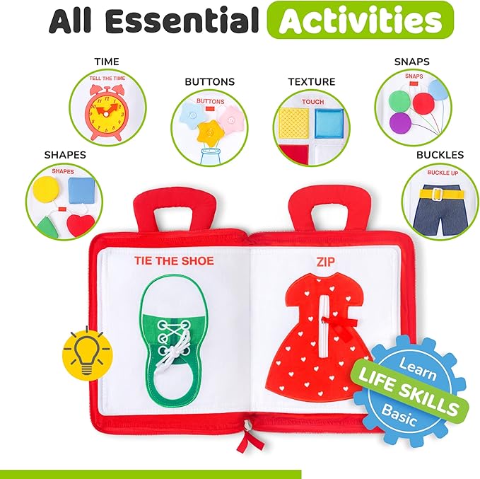 deMoca Busy Book for Toddlers 1-3 - Airplane Toys for Toddlers 1-3, My Quiet Montessori Toys for 1 Year Old with Kids Plane Activities, Activity Busy Board, Gift for Boys & Girls