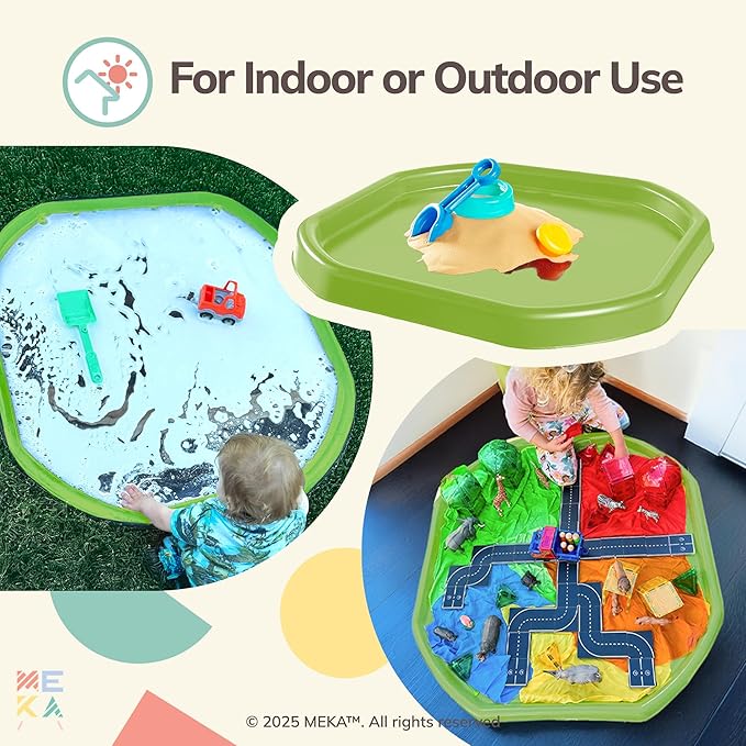 MEKA Tuff Tray for Sensory Play, Sensory Tray for Kids, Toddler Water Table, Tuff Spot Sensory Bin for Toddlers (Bright Green, Large (38" x 38"))