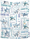 Personalized Baby Blanket for Girls Boys Kids Shark Custom Baby Blanket with Name Throw Birthday Gift for Toddlers Infants Shower Newborns Nursery Stroller Crib Bed Decor