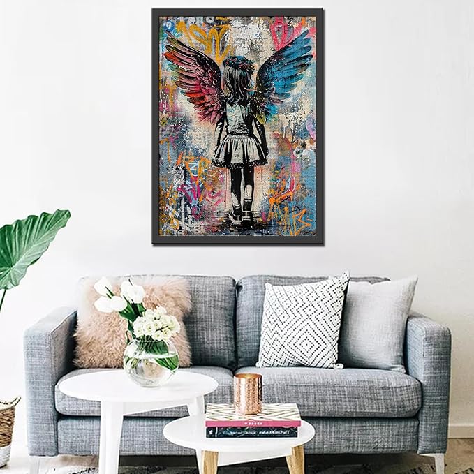 Tucocoo 1000 Piece Jigsaw Puzzles for Adults Banksy Angel Wings Painting Jigsaw Puzzle Little Girl 1000 Pieces Puzzles for Challenging Family Activity Game Street Pop Art DIY Puzzle Wall Decor Gifts