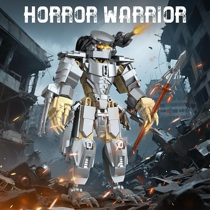 HIGH GODO Alien Mech Xenomorph Warrior Building Sets for Adult, Horror Action Figure Toy with Spears, Gifts for Boys Aged 8-14 for Birthdays Christmases Halloweens, 478 Pieces