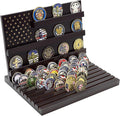 PiaoHao Challenge Coin Display Stand Military Coin Holder Wooden Rack Holds 80 Coins (Black)