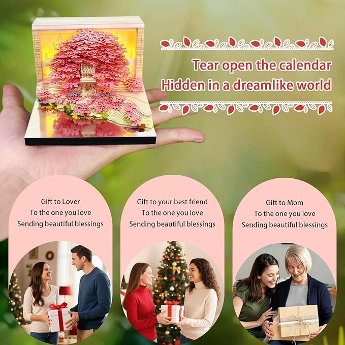 3d Calendar 2026,The Combination Of Paper Carved Lights And Artistic Creativity,Flower Sea Treehouse 3d Calendar,Suitable For Note Taking,Decorative Ornaments,Holiday Gifts