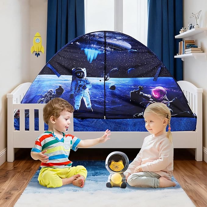 Kid Bed Tent -Twin Play Tent Baby Toddlers Dream Playhouse for Bedroom Decor Indoor Games Twin Size Bed Canopy by CRAWLBO(Galagy)