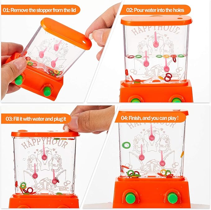 Sumind 10 Pieces Handheld Water Game for Kids Mini Water Ring Toss and Basketball Hoop Toy 90s Retro Mini Games for Goodie Bags Stuffers Birthday Return Gifts Classroom Rewards(Bright,Classic Style)