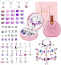 Emibele Girls Charm Beads Bracelet Making Kit with Portable Jewelry Box, Jewelry Making Kit for Kids Age 5 6 7 8-12, DIY Arts Crafts Toys for Teens Girls Gift Choices on Birthday Valentines Christmas