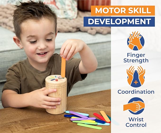Wooden Montessori Baby Toddler Toys: 3 in 1 Learning Fine Motor Skills Juguetes, Educational Color Sorting Fidget Sensory Toys for Toddlers Boys Girls Gifts Object Permanence Cause and Effect