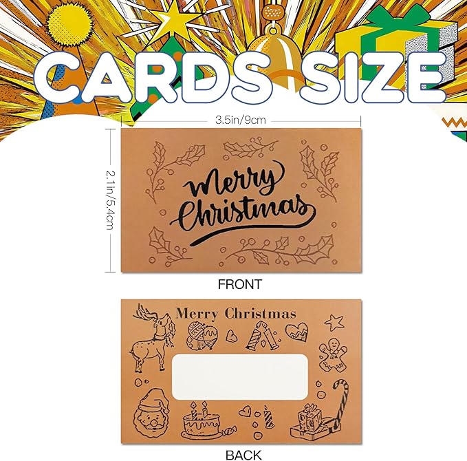 50 PCS Scratch Off Cards, DIY Custom Christmas Scratch Off Stickers, Your Own Game Tickets for Prizes Gift Scratch Cards for Small Business Holiday Birthday Party Favors Games Supplies (Yellow)