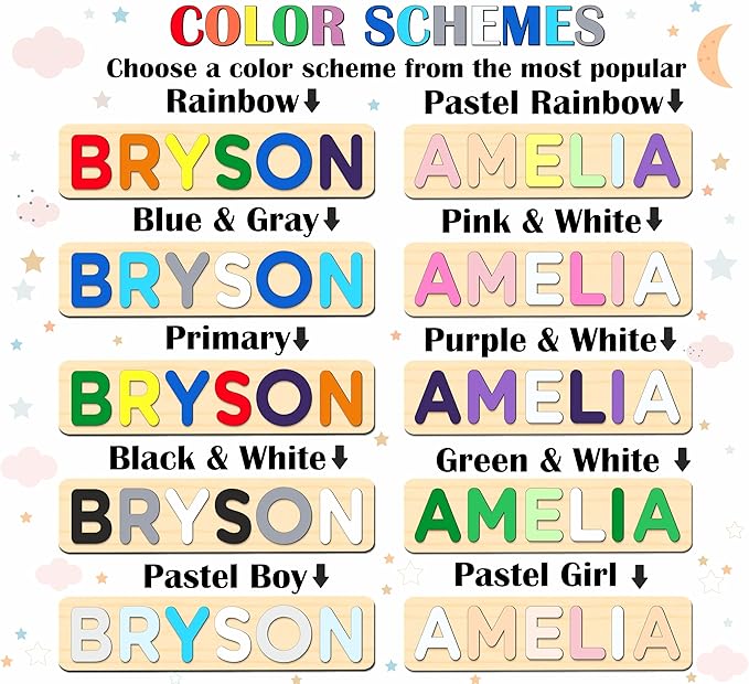Personalized Wooden Name Puzzle for Kids Personalized Baby Name Puzzle for Toddlers Personalized Baby Gifts First Birthday Gift Wooden Puzzles Custom Toddler Learning