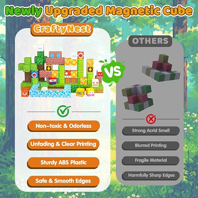 100PCS 1.0 inch Magnetic Blocks, Magnetic Tiles Building Blocks, Magnet Cubes Toddler Kids Toys, Sensory STEM Toys for 3-5 4-6 5-7 6-8 Year Old Boys Girls Christmas Birthday Gift