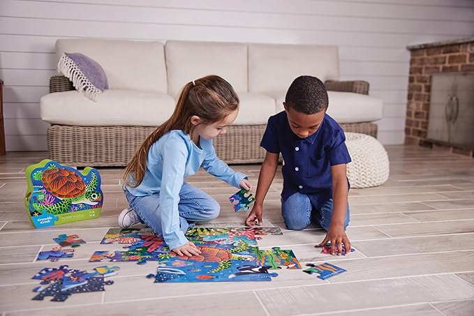 Crocodile Creek 36-Piece Jigsaw Floor Puzzle - Fun Floor Puzzles for Kids Ages 3-5 - Heavy-Duty Shaped Box for Storage - Vehicles - 24" W x 18" H Finished
