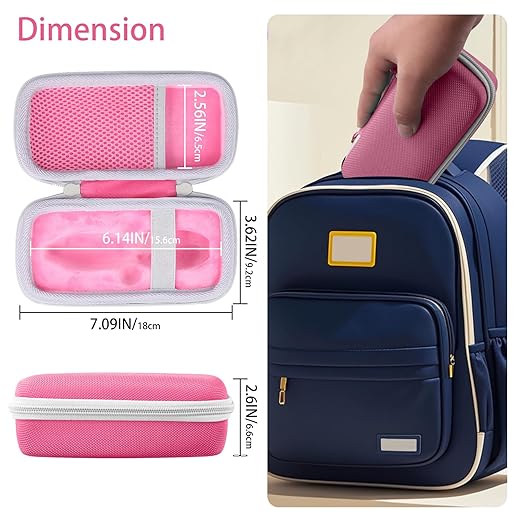 co2CREA Hard Case for 3Doodler Start+ Essentials (2024) 3D Pen Set - Storage Organizer with Custom Slots for Art Activity Set, Printing Filament Refill and USB Charger, Pink Case + White Zipper