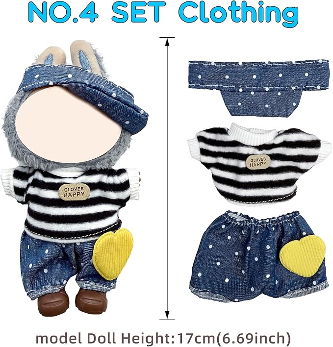 4 Pack—Adorable Outfit Set for 17cm Dolls,Premium Designer Doll Clothes with Accessories,6.7 Inches Cute Doll Clothes,Luxury Chic Fashion Doll Clothing Set(No Dolls and Shoes) (Set C
