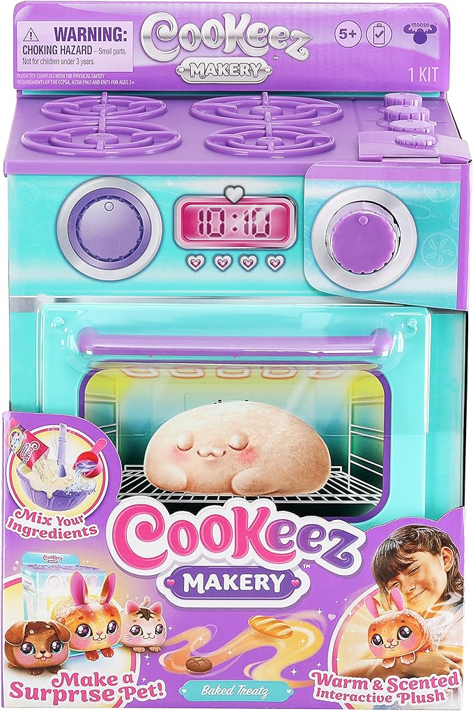 Cookeez Makery Baked Treatz Oven Playset – Interactive Bake & Reveal Toy Oven with Mystery Warm Scented Plush (Barky Bun, Ciacatta Bake, or Wheatney Bunny), Mixing Tools, Dough, & Accessories, 5+