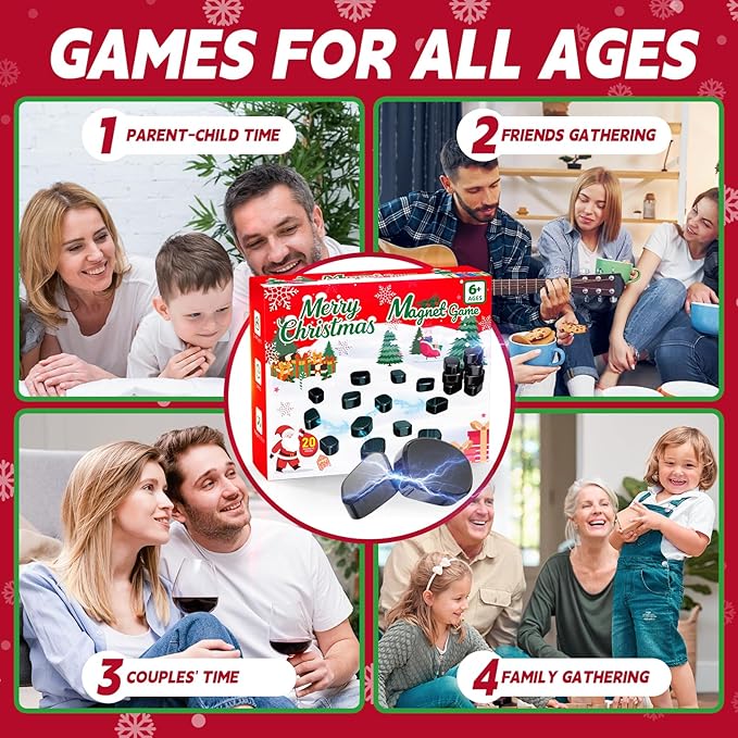 Magnet Game with String, Magnetic Game Chess for Adults Kid, Strategy Board Games for Kids 6-8-12, Christmas Family Games for Kids and Adults, Great Version, 2-4 Player, 5-Min Games