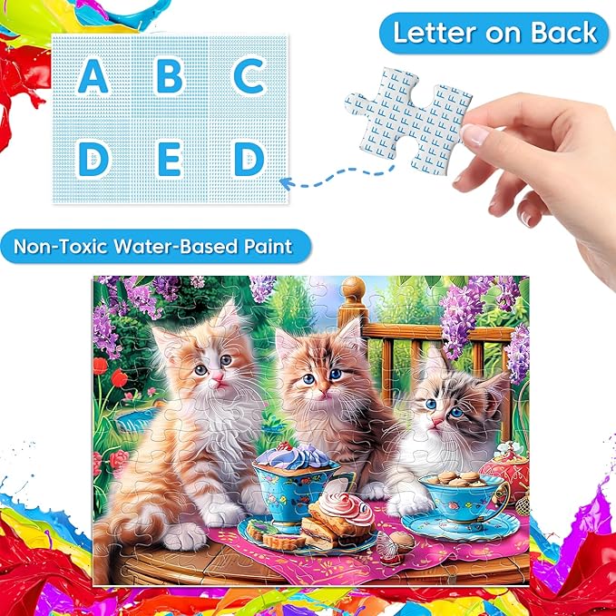 4 Packs 100 Piece Puzzles for Kids Ages 4-6 - Lovely Animals Large Piece Jigsaw Puzzles for Seniors Educational Toys Gifts Kids Puzzle for 4 5 6 7 8 9 Year Olds Boys Girls