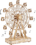 Rolife 3D Wooden Puzzle Hand Crank Music Box Machinarium Toys-DIY Wood Craft Kit-Creative Gift for Adults When Christmas/Birthday (Ferris Wheel Wood Color)