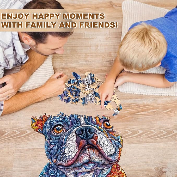 Wooden Puzzles for Adults,Bulldog Shaped Unique Wooden Jigsaw Puzzles, Creative Ghristmas Gift for Teenagers and Adults.(11.4X 11.1 in 180pcs)