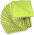 16 Piece Carpet Squares Puzzle Mat 49" x 49" Plush Interlocking Carpet Tiles, Foam Floor Tiles for Baby Play Mat - Kids Soft Play Floor Mats, Anti Slip Jigsaw Flooring Playmat Playroom Rug (Green)