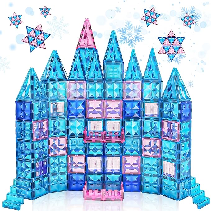Magnetic Tiles, 83PCS Magnetic Building Blocks Princess Pretend Toys for Kids, Educational Learning Toys Building Tiles for Boys Girls Toddlers Children 3 4 5 6 7 8 Year Old for Birthday Gift