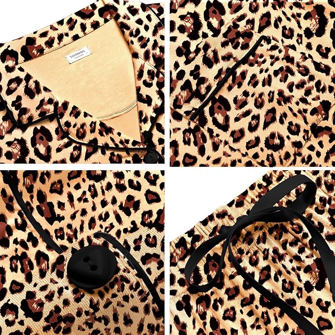 SWOMOG Womens Button Down Pajamas Set Short Sleeve Sleepwear Bride Soft Pj Lounge Sets XS-3XL