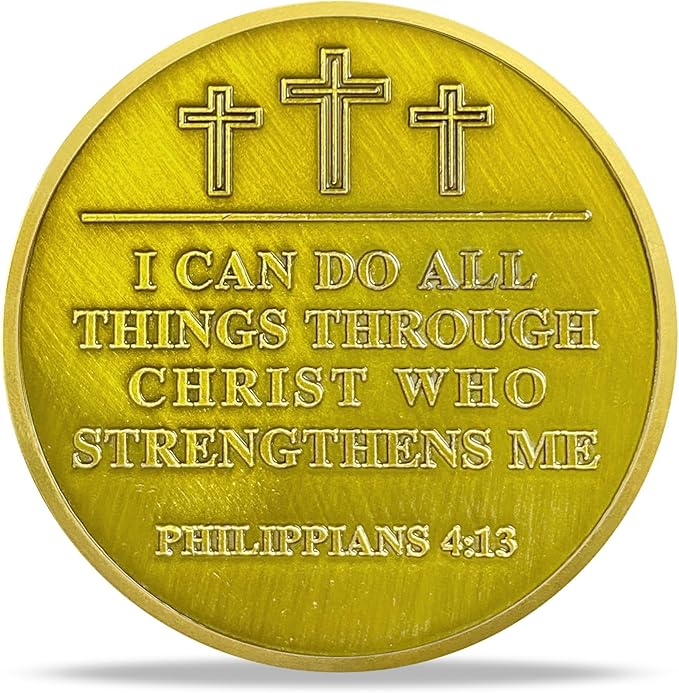 Christian Challenge Coin - Philippians 4:13 Angel Radiance Religious Coin for Faith & Strength | Ideal Christian Gifts for Men & Women Celebrating Faith and Strength (with Transparent Shell）