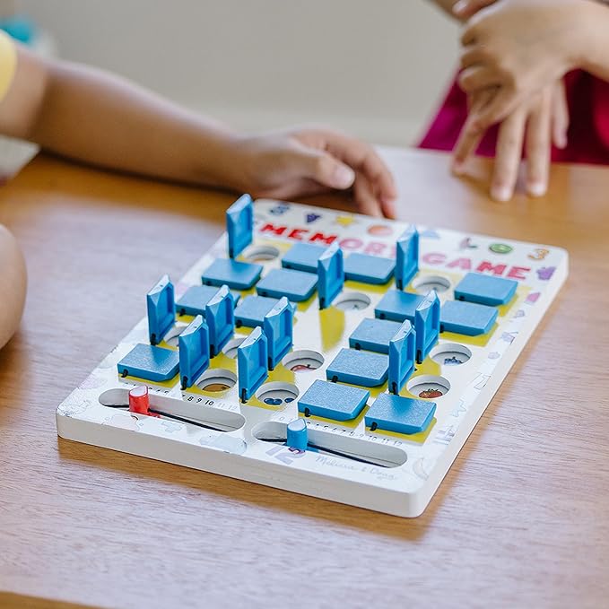 Melissa & Doug Flip to Win Travel Memory Game - Wooden Game Board, 7 Double-Sided Cards Road Trip Essentials for Kids, Hangman for Kids, Memory Toy for Toddlers and 5+