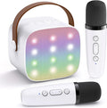 Mini Karaoke Machine for Kids Adults, Portable Bluetooth Speaker with 2 Wireless Microphones,Toys Birthday Gifts for Girls 3, 4, 5, 6, 7, 8, 9, 10, 11, 12+ Years Old Toddler Teens(White)