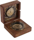 Handmade Brass Sundial Compass with Rosewood Box - Authentic Vintage Maritime & Nautical Decor, Collectible Gift for Him or Her