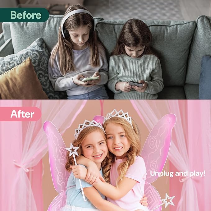 PLAYVIBE Princess Tent - 55 x 53 in, Toddler - Starry LED Lights Kids Tent - Cozy Indoor Playhouse - Portable & Easy Assembly Toddler Playhouse