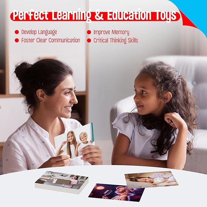50 Verb Flashcards, Picture & Word Cards Action Language Builder Visual Aid Language Learning Tool for Autism, ESL Teaching Materials for Adults, Non-Verbal Children Vocabulary Builder for Kids