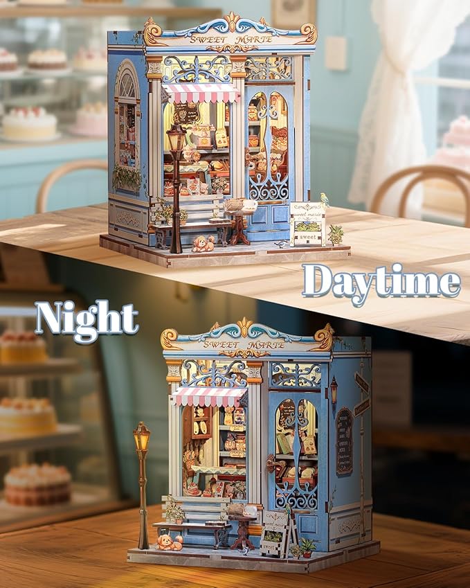 Book Nook Kit, DIY Miniature House Kits for Adult and Teens, Dollhouse Tiny Booknook Garden House Bookshelf, DIY Craft Gifts for Family and Friends (Sweet Marie)
