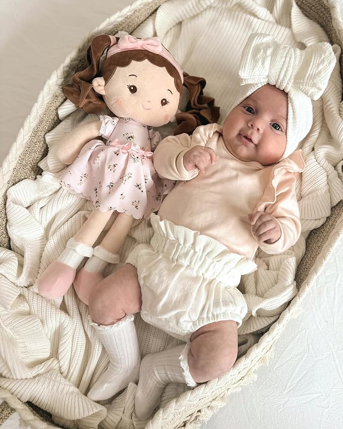 LeyaDoll Personalized Soft Baby Doll Toys for Girls (16''), My First Christmas Dolls, Leya Doll Baby Rag Doll Plush Toys for Toddler Kids Infants -Christmas Special - Princess Breeze