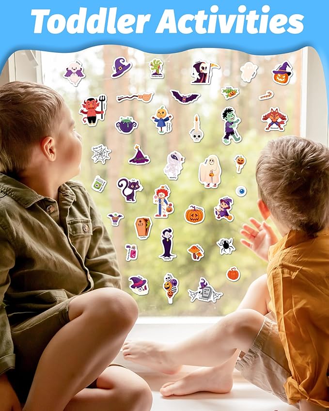 Reusable Sticker Book for Toddlers 2-4 Years, Stickers for Kids, Toddler Craft Activities, Toddler Travel Toys Ages 2+ Boy Girl Birthday Gifts - Halloween