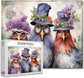 Tucocoo Roosters Family Jigsaw Puzzles for Adults 1000 Pieces, Elegant Chickens Funny Animal Art Jigsaw Puzzle Colorful DIY Puzzles for Home Decoration Gifts, Family Puzzle Perfect for Game Nights
