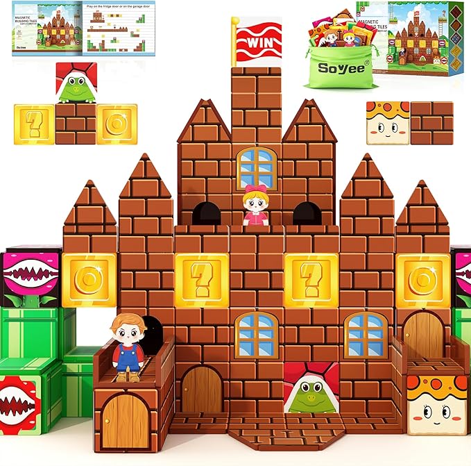 Soyee Magnetic Tiles Toddler Kids Toys Construction Building Blocks for Kids 3+ Toddler Kids Preschool Learning Toys for Boys Girls