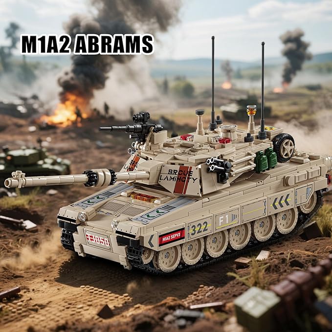 M1A2 Abrams Tank Building Set for Adults-Compatible with Lego Tank, Collectible Army Model, Gift Ideal for Military Enthusiasts (1002 PCS)