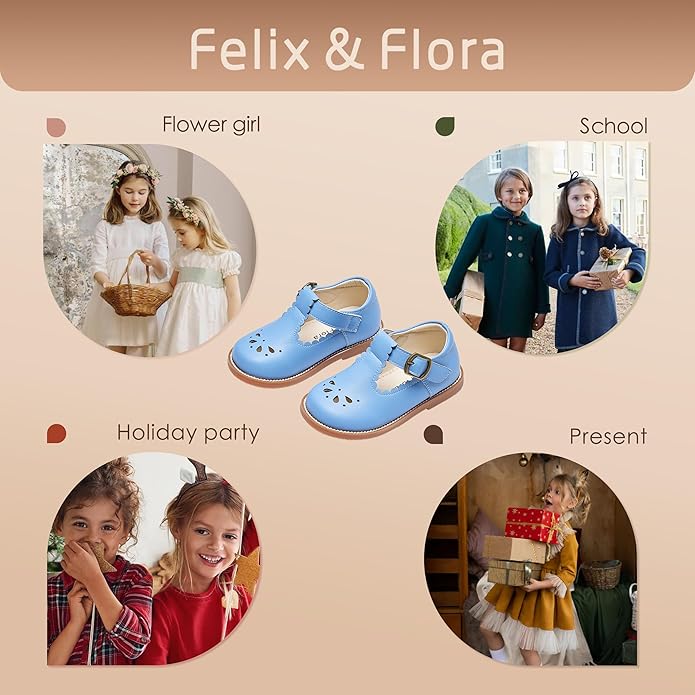 Felix & Flora Toddler Little Girl Mary Jane Dress Shoes - Ballet Flats for Girl Party School Shoes