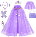 Princess Cape Set for Little Girl, 11PCS Princess Dress Up Clothes Cape Clock with Skirt for Girl 3-8 Birthday Gift