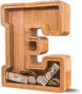 Wooden Letter Piggy Bank for Kids Larger Alphabet Letter Bank for Boys Initial Coin Bank Personalized Piggy Bank Wood Money Save Box for Birthday and Festival-Upgrade 9"" E Piggy Bank