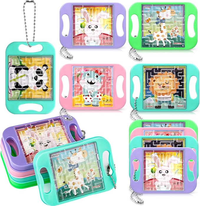 24 Pcs Maze Puzzle Keychain Cubes Bulk Christmas Maze Game Puzzles Keychain Cubes Handheld Brain Teaser Puzzle Party Favors for Kids Students Christmas Stocking Stuffer Gifts