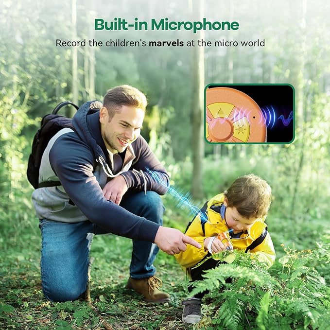 HP20 IPS Microscope for Kids: [3-in-1] [Easy and Fun] 2" Portable Handheld Microscope Miniscope, Pocket Mini Scope Educational Science Kit, Christmas Birthday Gifts for Kids, 32GB, Yellow